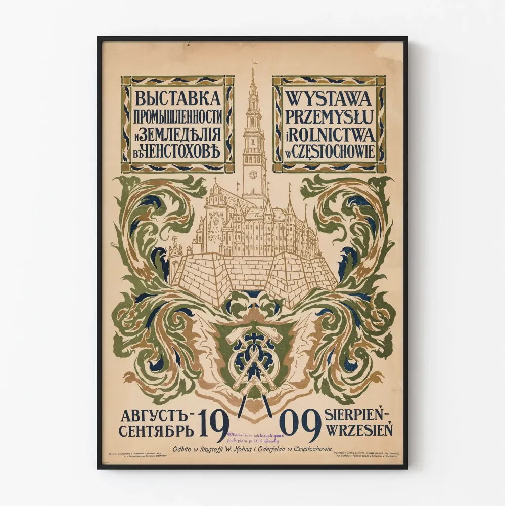 1909 Częstochowan teollisuus- ja maatalousnäyttelyn vintagejuliste
