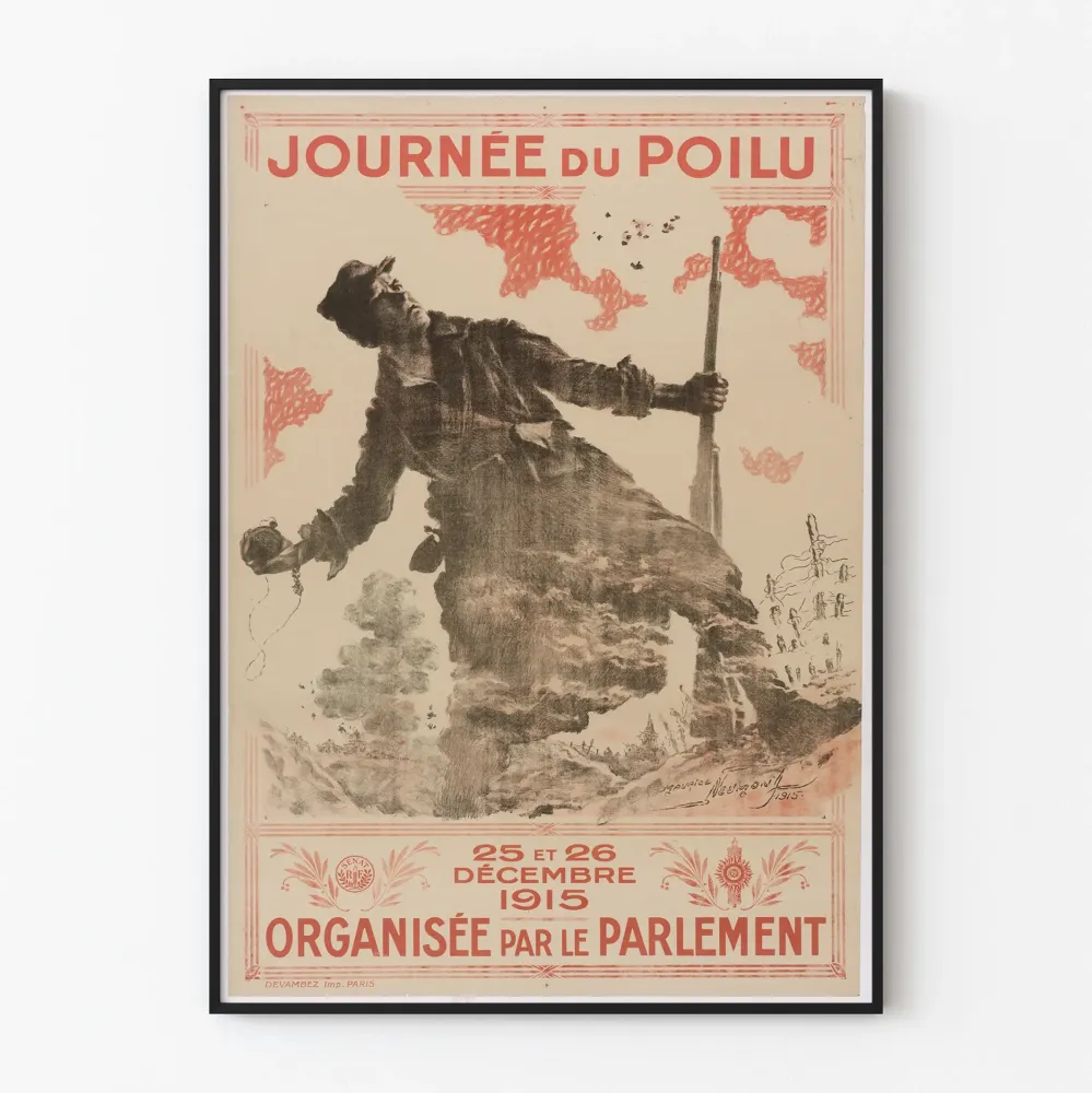 1915 Poilu-päivän juliste - historiallinen seinäkoriste