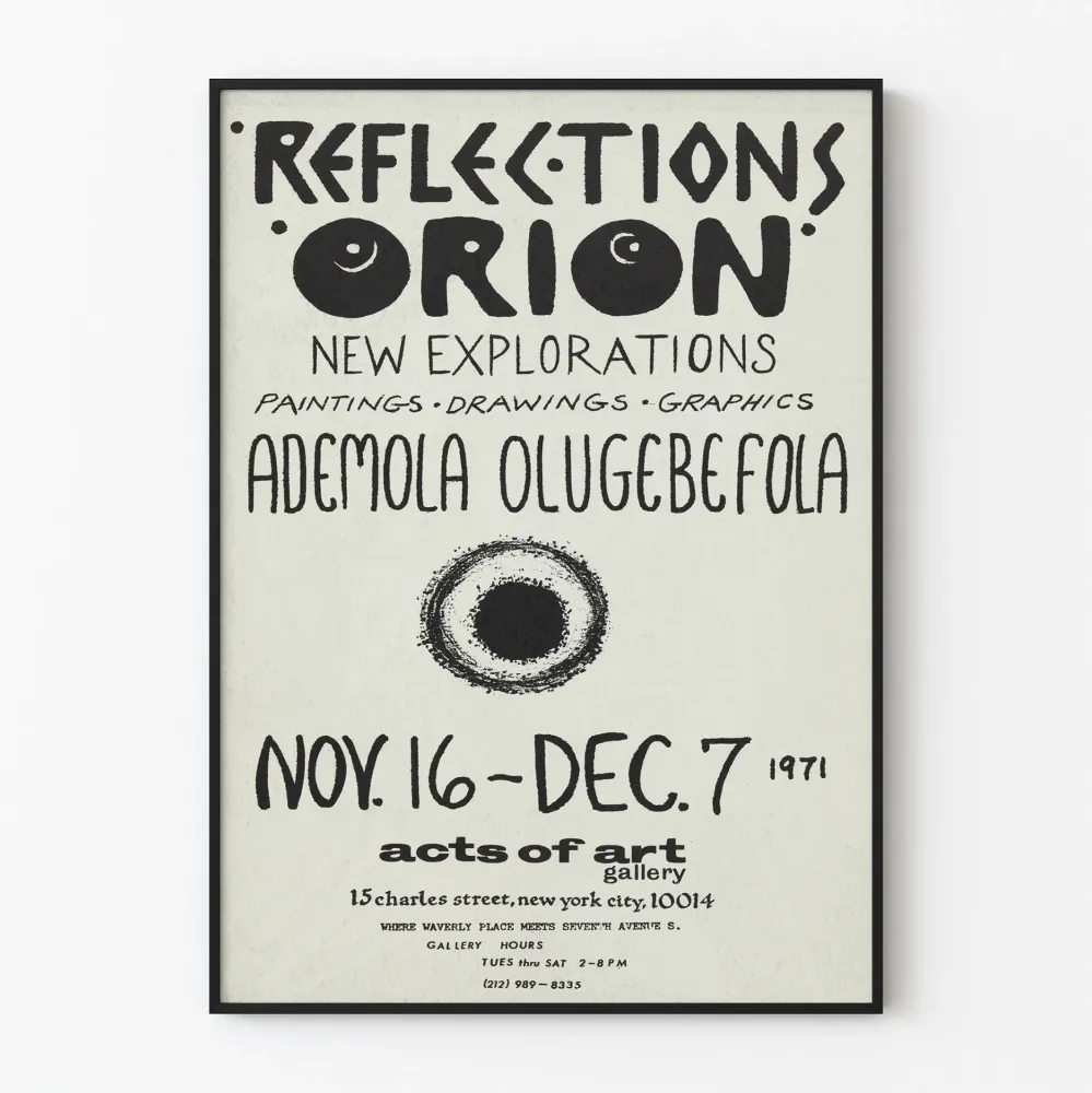 Ademola Olugebefola:n taidejuliste Reflections Orion -näyttely