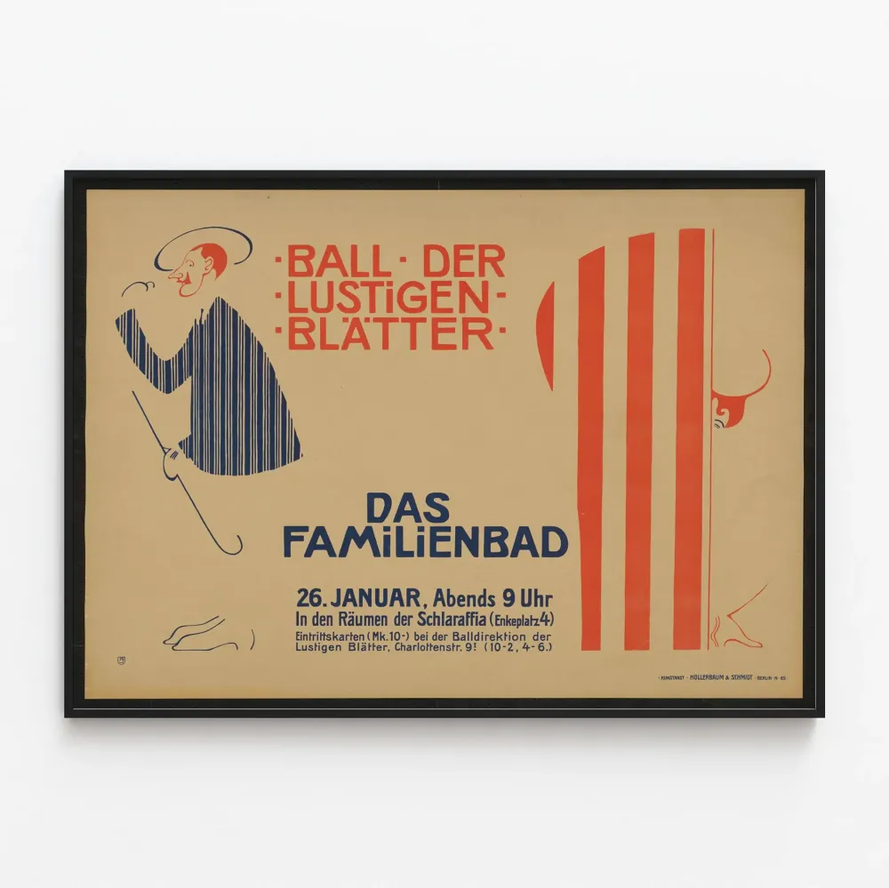 Alkuperäinen vintage juliste Ball der Lustigen Blätter - Perheallas