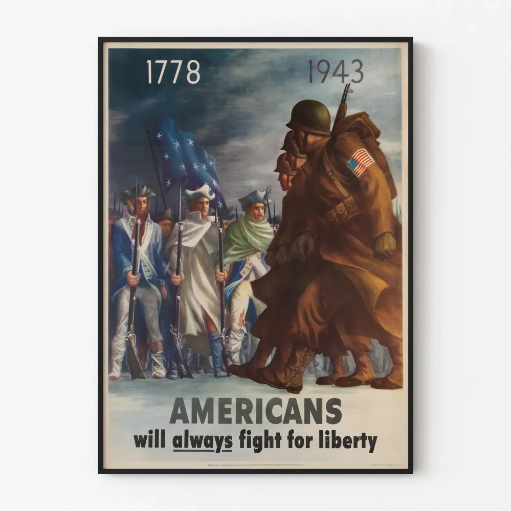 Amerikkalainen isänmaallinen juliste Sota ja vapaus 1778-1943