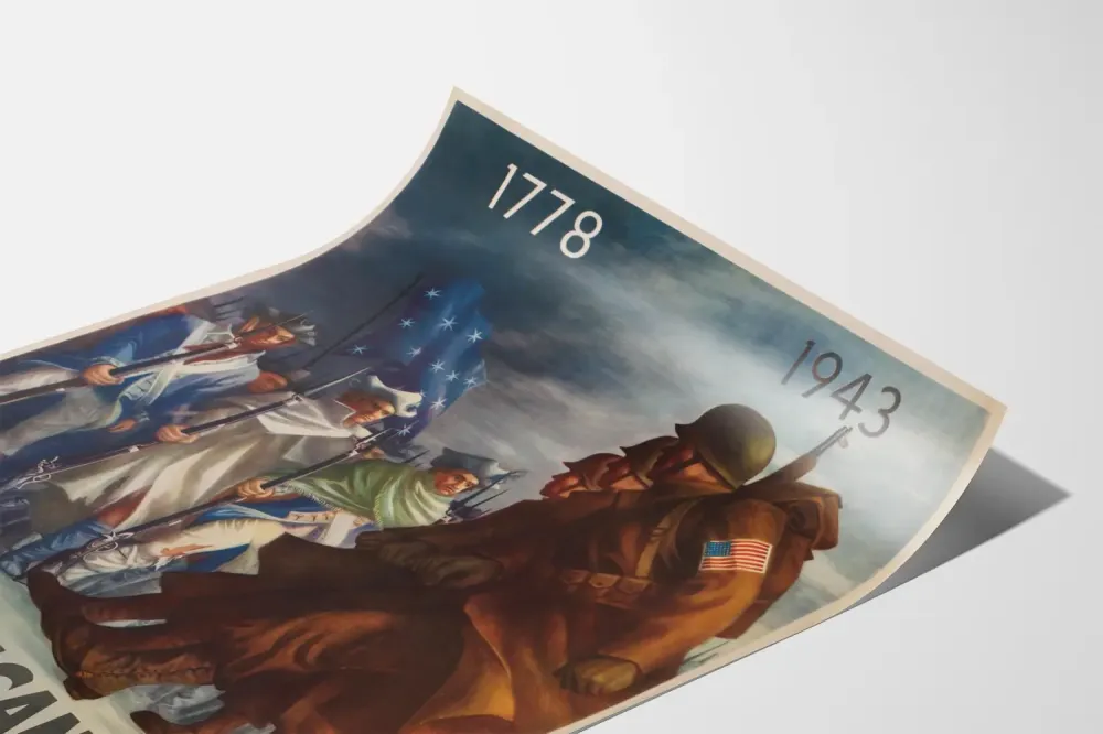 Amerikkalainen isänmaallinen juliste Sota ja vapaus 1778-1943