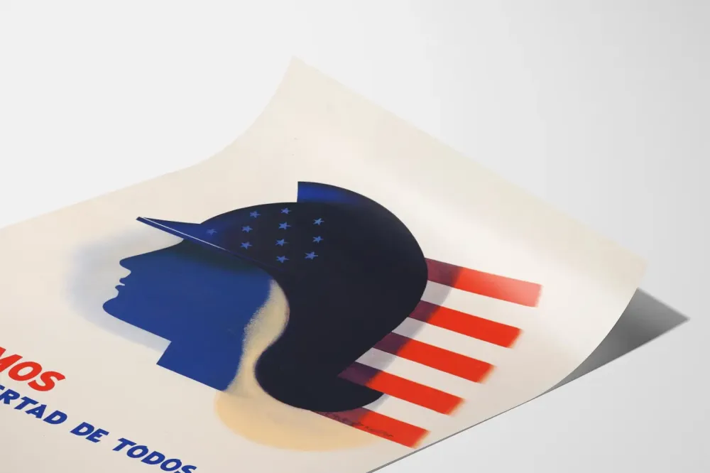 Amerikkalainen propagandajuliste 'Luchamos por la libertad de todos'