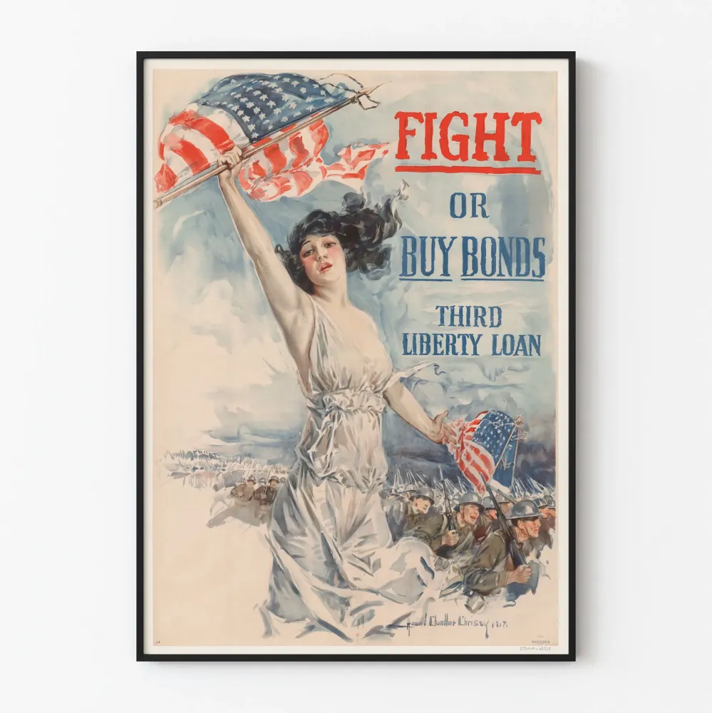 Amerikkalainen propagandajuliste Third Liberty Loan -vintage