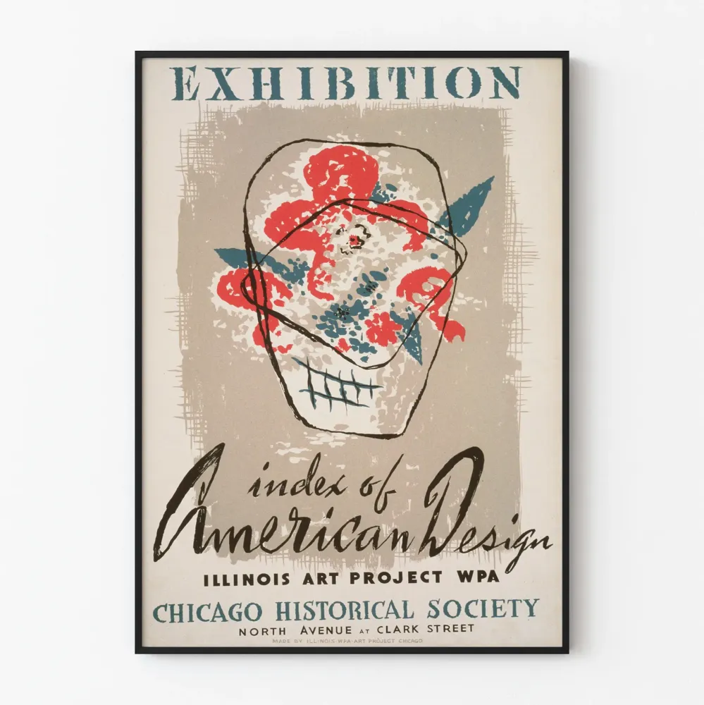 Amerikkalainen vintage-chicago -muotoilun juliste näyttelyyn