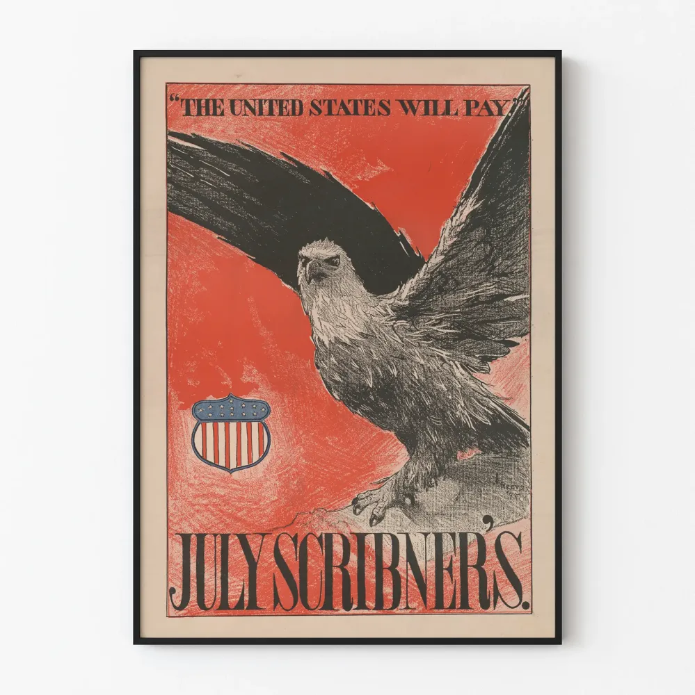 Amerikkalainen vintagejuliste United States Will Pay - Isänmaallinen seinäkoristelu