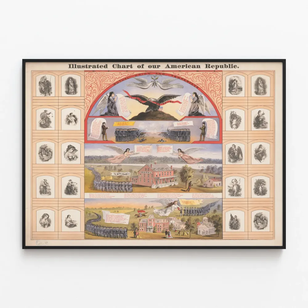 Amerikkalaisen tasavallan vintage-illustratiivinen juliste