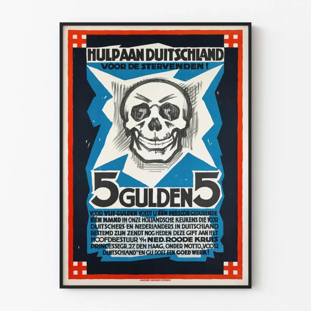 André Vander Vossenin vintage- juliste solidaarisuudesta Hulp Aan Deutschland