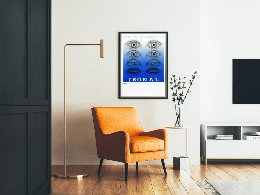 Art Déco -juliste Nuits Blanches Isonal sininen ja musta