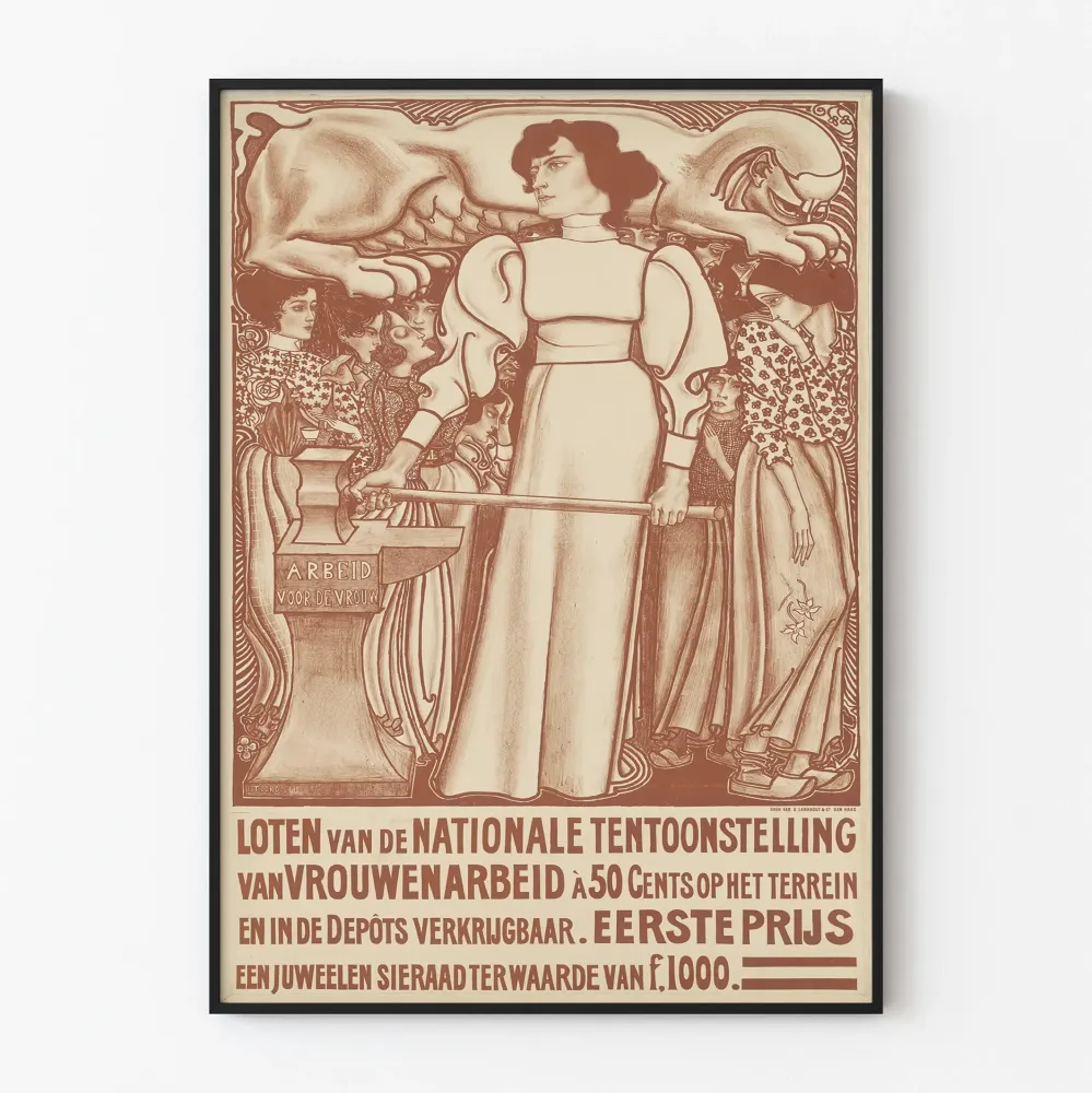 Art Déco naisten työ - Vintage seinäkoriste juliste