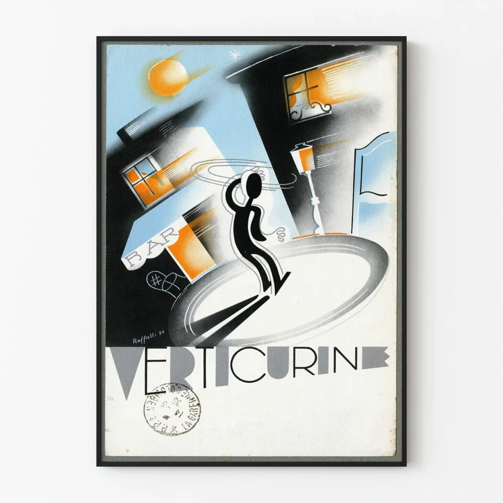 Art Déco vintage juliste Verticurine - seinäkoriste retro