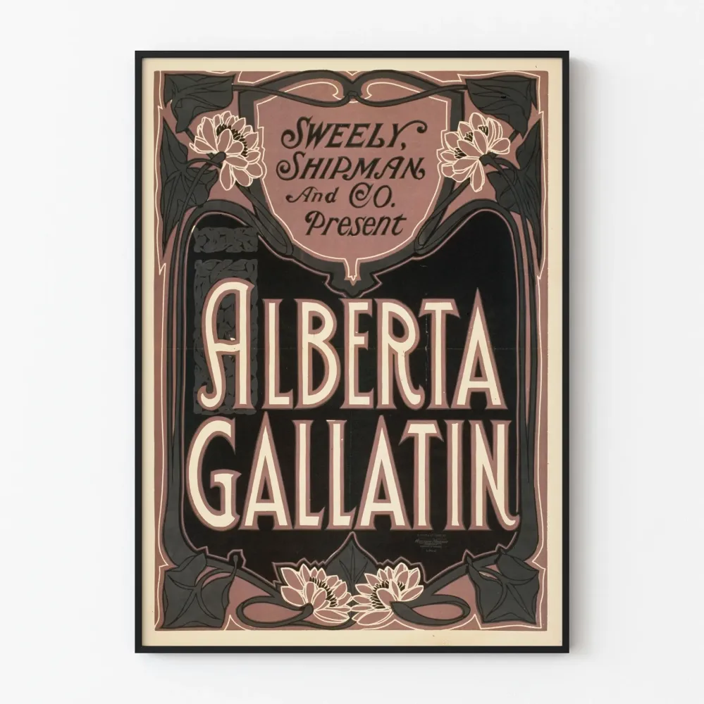 Art Nouveau -juliste Alberta Gallatin seinäkoristetta varten vintage-tyylinen