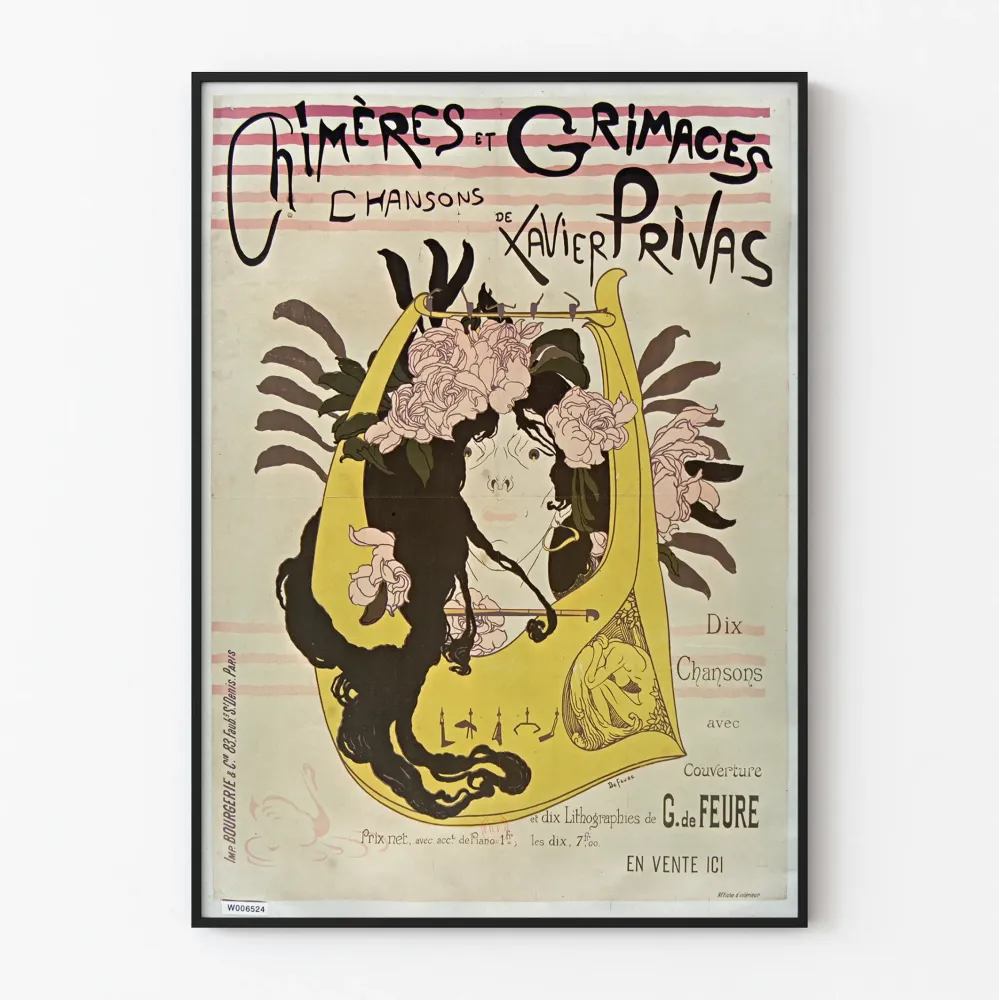 Art Nouveau -juliste Chimera ja irvistykset - vintage-seinäkoristelu