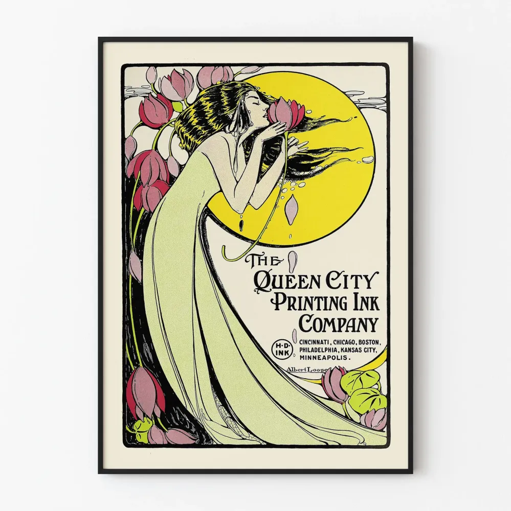 Art Nouveau -juliste Queen City Printing Ink Company