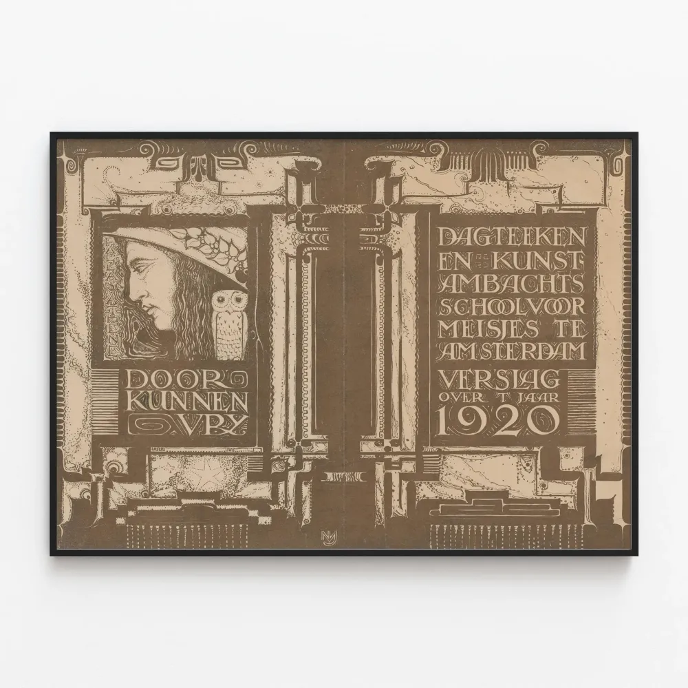 Art Nouveau -juliste Taide- ja ammattikoulun tytöille Amsterdam 1920