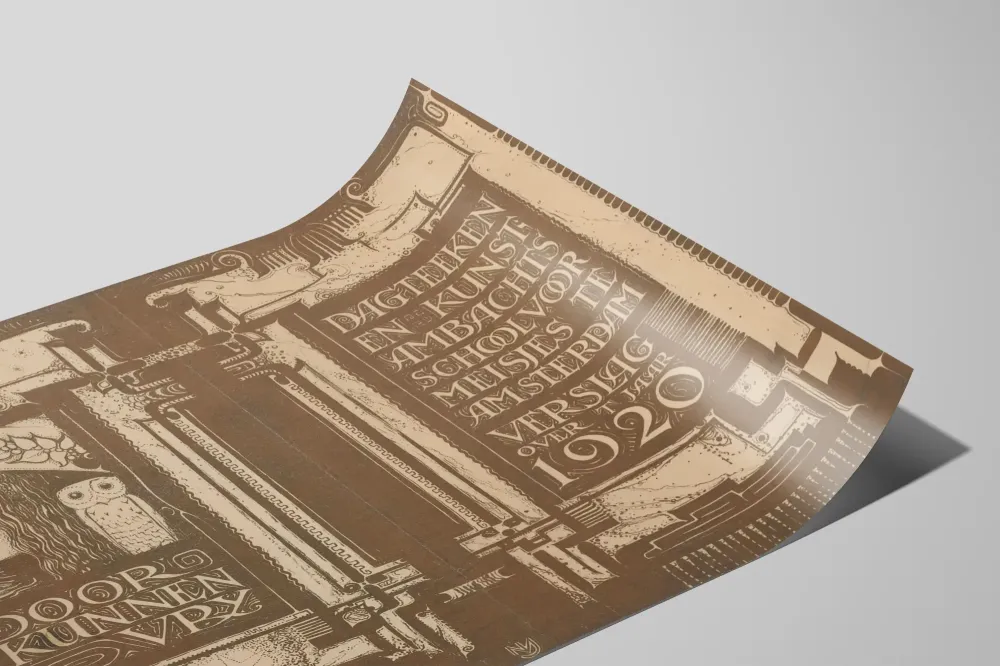 Art Nouveau -juliste Taide- ja ammattikoulun tytöille Amsterdam 1920
