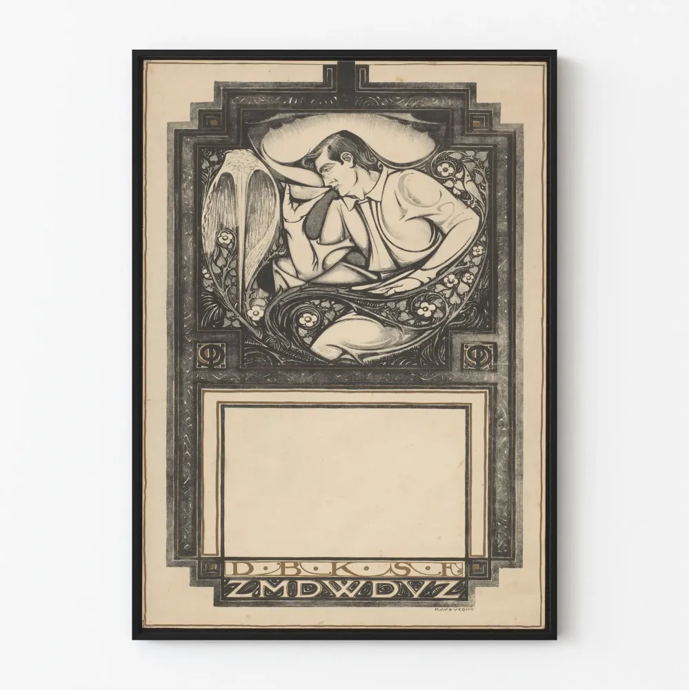 Art Nouveau -juliste vuodelle 1919 kalenterille - vintage-seinäkoristelu