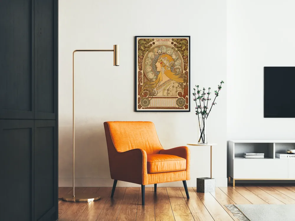 Art Nouveau -juliste Zodiaakki La Plume naisportraitilla