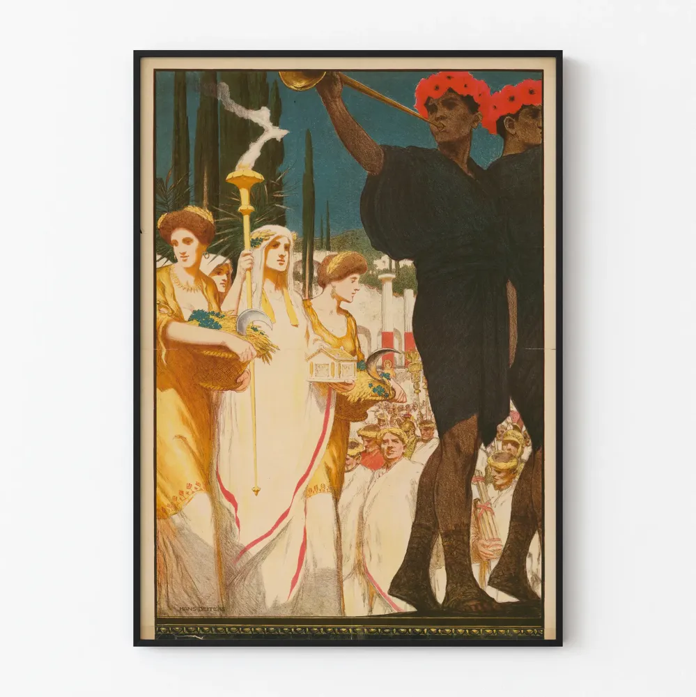 Art Nouveau -koristejuliste Düsseldorfin Kunstlerfest 1905