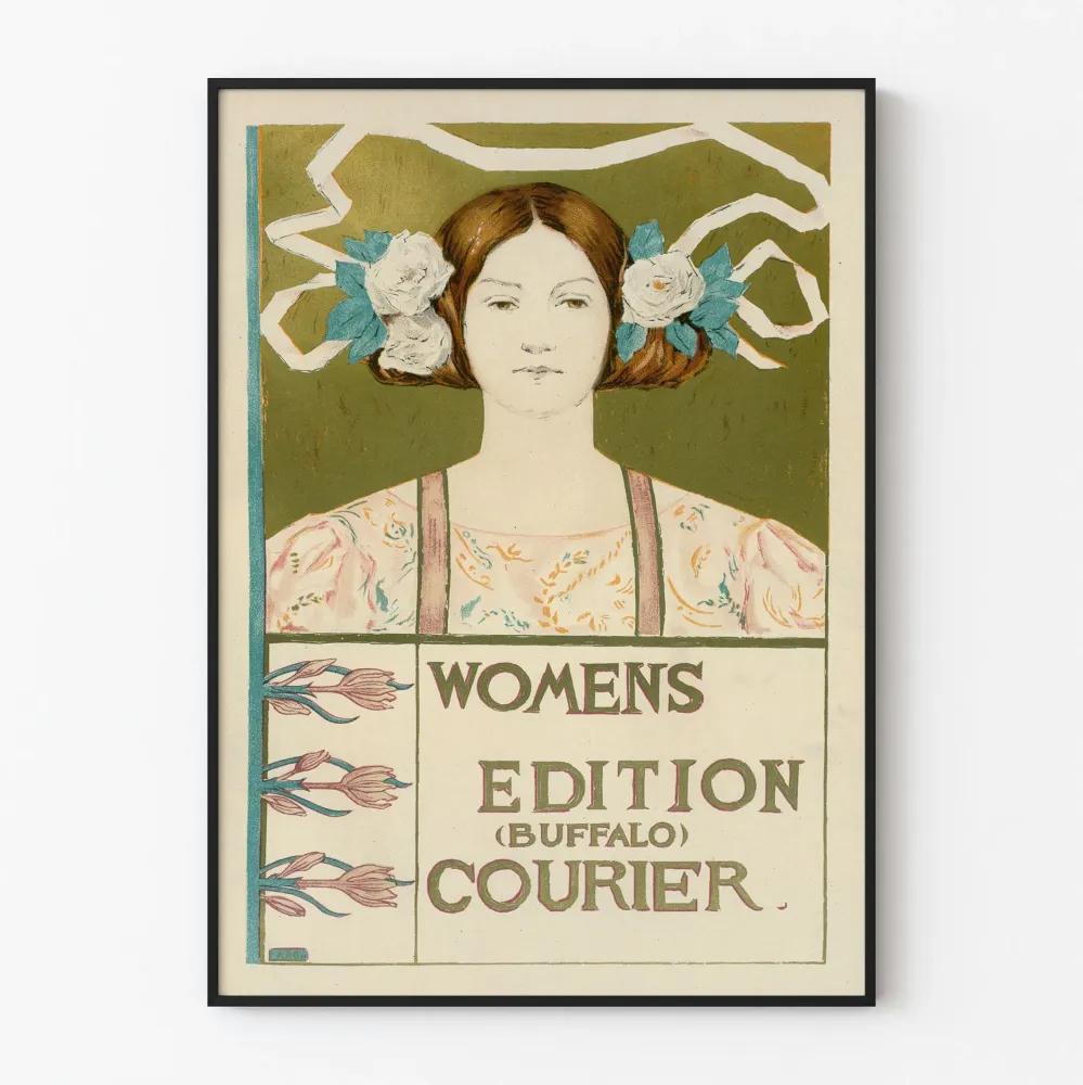 Art Nouveau naisten painos, biisonin lähettiläs, juliste seinäkoristeluun, vintage