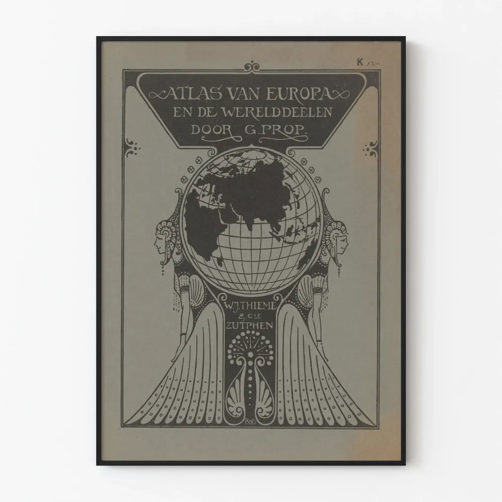 Atlas-kartta Euroopan ja mantereiden G. Propin juliste