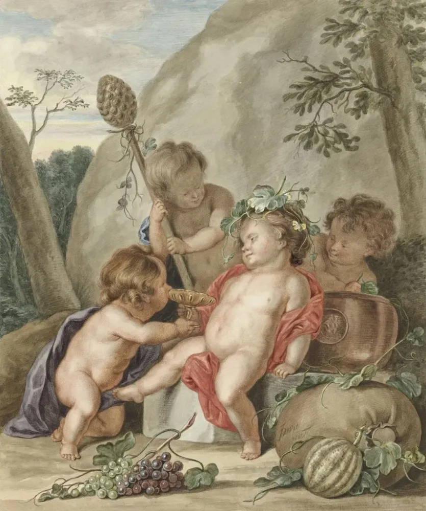 Bacchanale lasten varten Jacob de Wit'n mukaan - Abraham Delfos | Taidetuloste