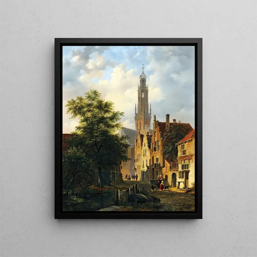 Bakenesserkerk-maalaus Valkestraatista Haarlemista katsottuna - Bartholomeus Johannes van Hove | Taidetuloste