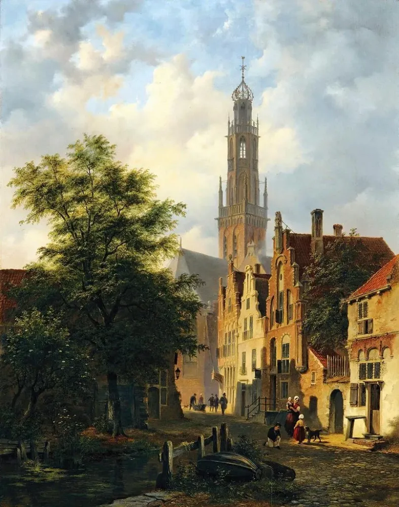 Bakenesserkerk-maalaus Valkestraatista Haarlemista katsottuna - Bartholomeus Johannes van Hove | Taidetuloste