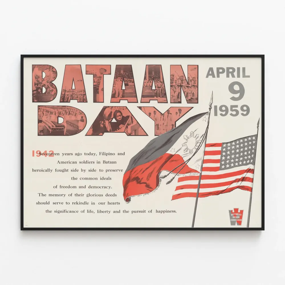 Bataan-päivän 1959 muistoposter - historiallinen seinäkoriste