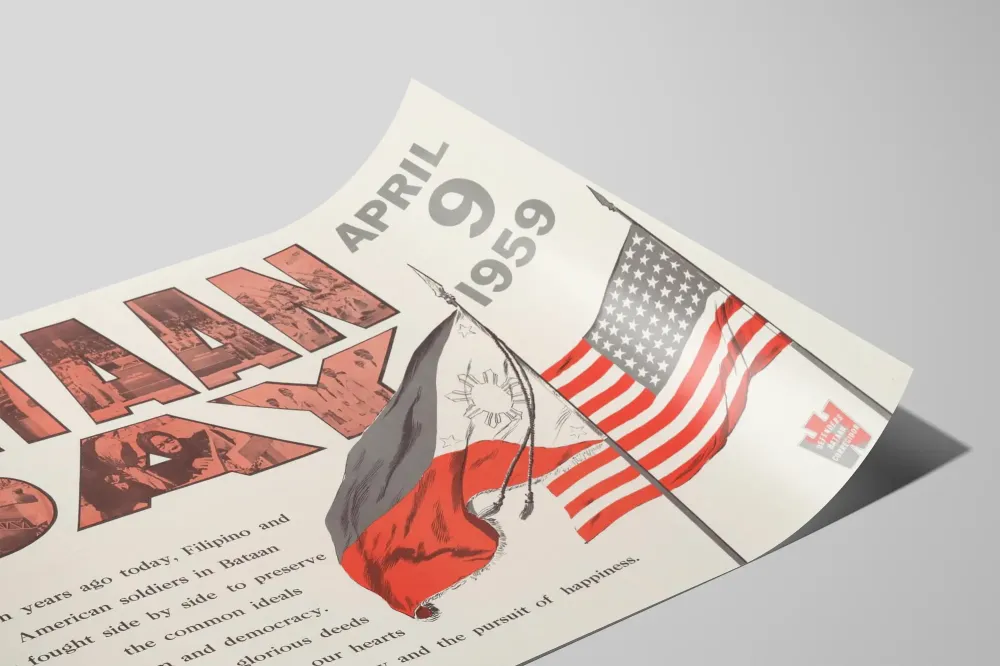 Bataan-päivän 1959 muistoposter - historiallinen seinäkoriste