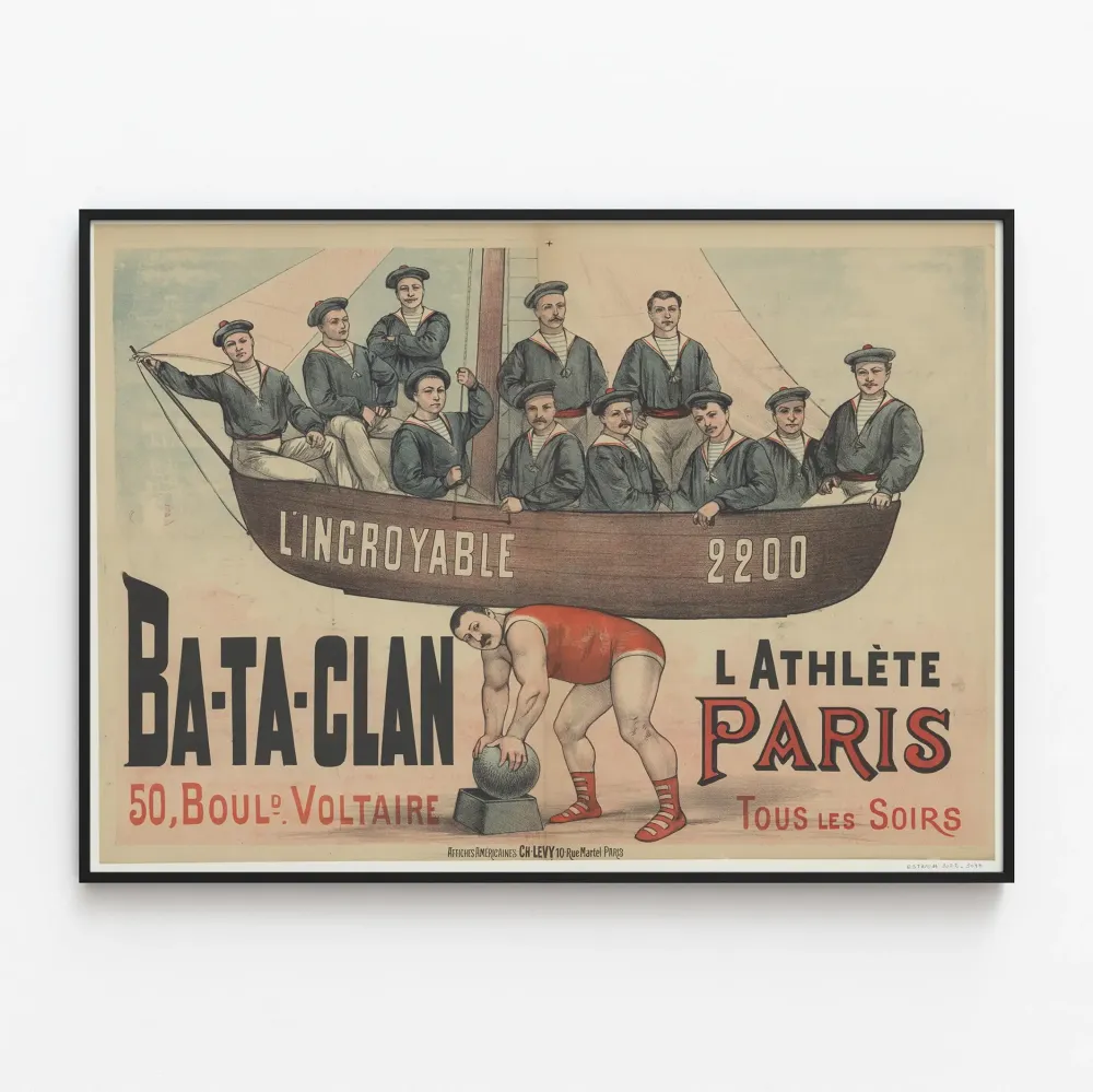 Ba-Ta-Clan Juliste L'Atleetti Pariisin Sisustustarra Vintage
