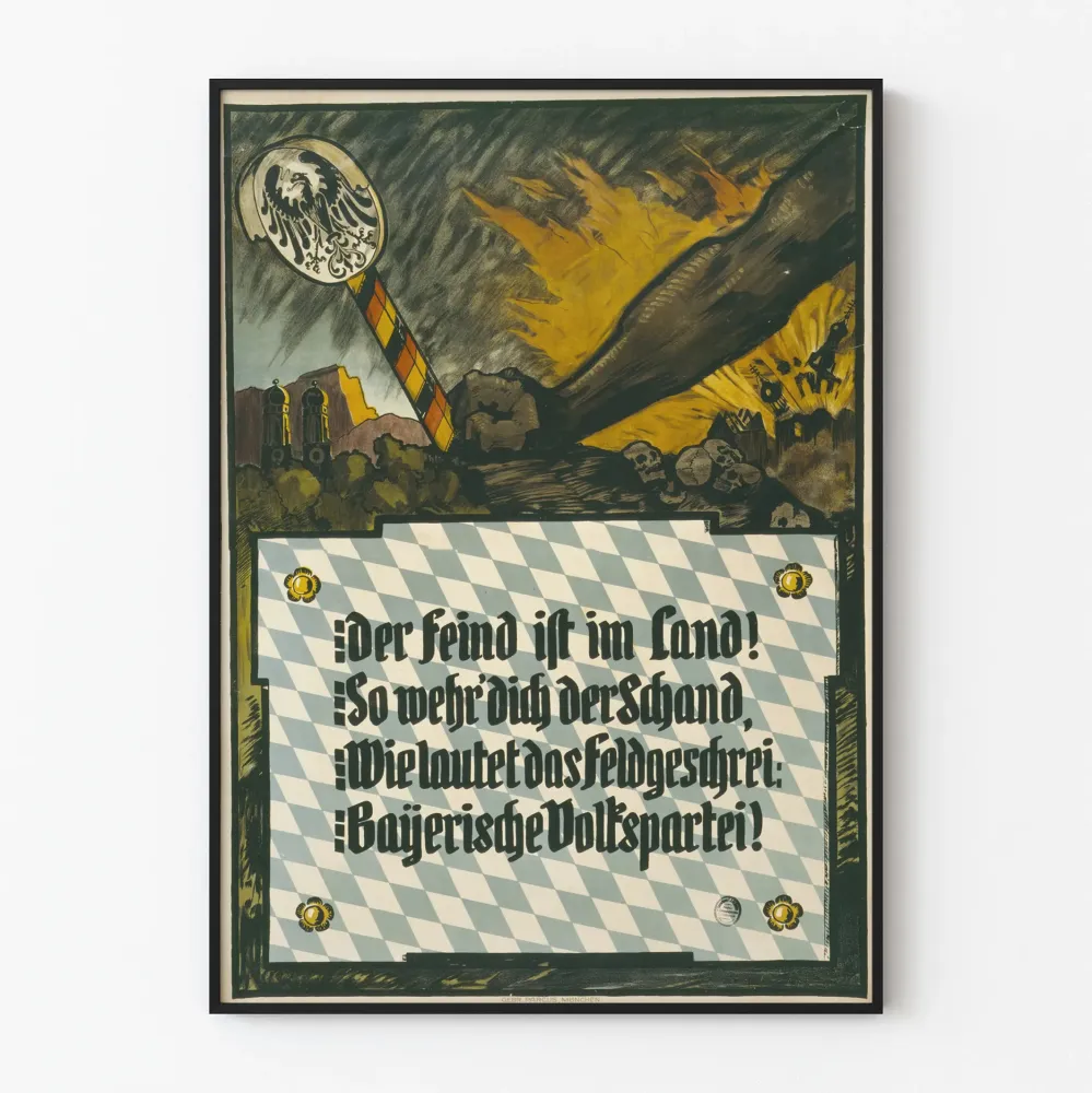 Bavariainen vintagejuliste nyrkki ja keisarillinen tunnus