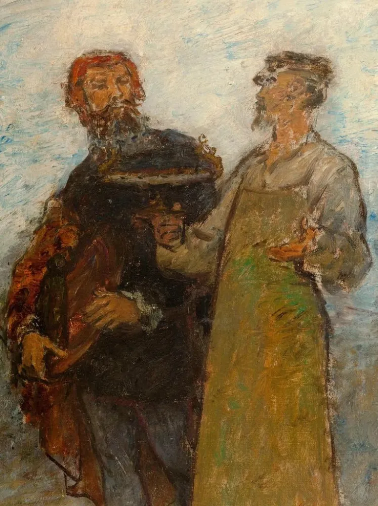 Benvenuto Cellini maalaus, 1500-luvun taiteilija, ihailee nykytaiteen tuotteita - Edmond Eugène Valton | Taidetuloste
