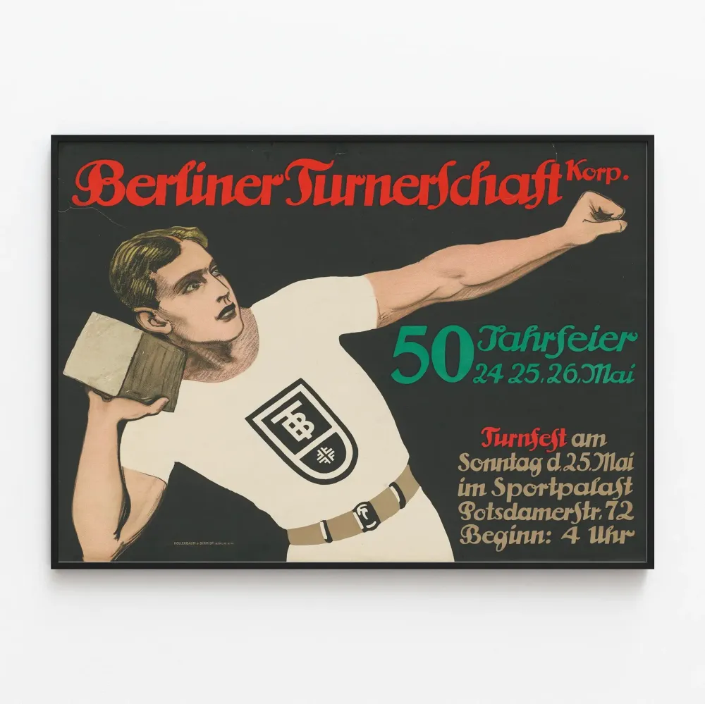 Berliner Turnerschaft 50-vuotisjuhla - vintage urheilullinen seinäkoriste Poster