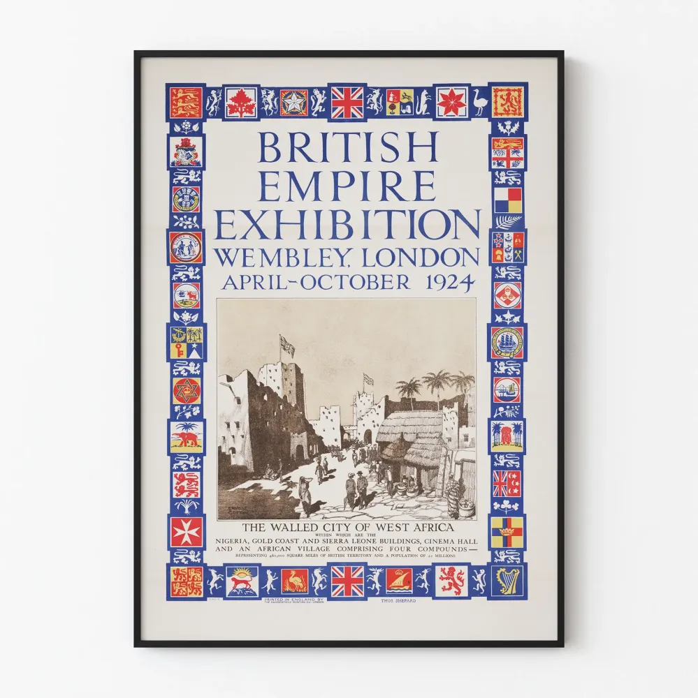 Britannian imperiumin näyttelyn Wembley 1924 juliste seinäkoriste vintage