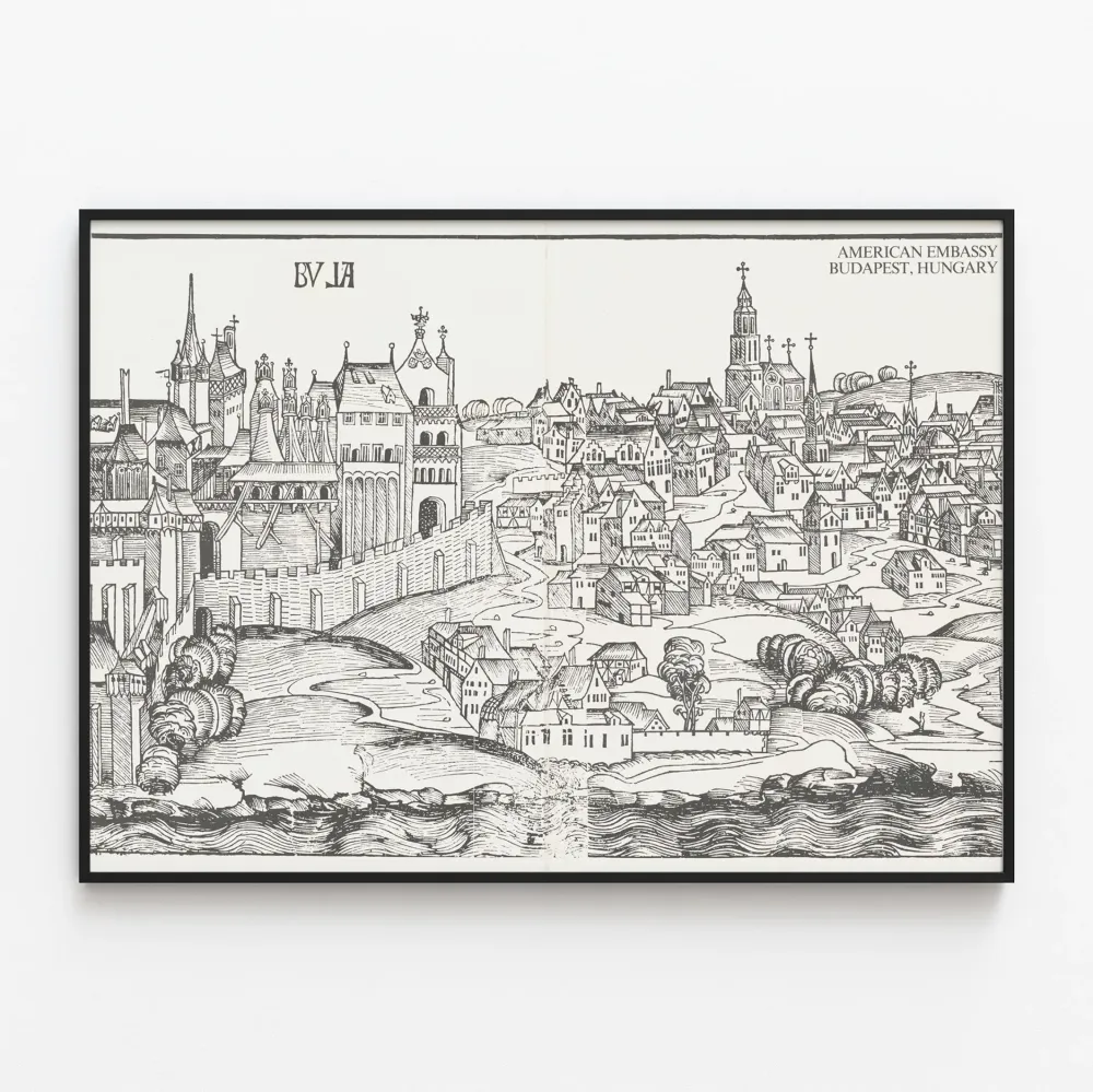 Budapestin Yhdysvaltain suurlähetystön vintage juliste