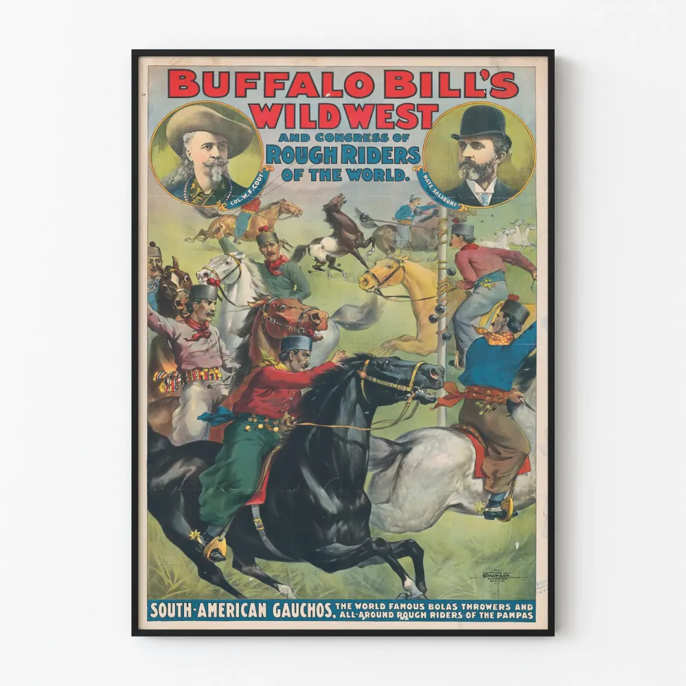 Buffalo Billin villi länsi ja Etelä-Amerikan gauchojen juliste
