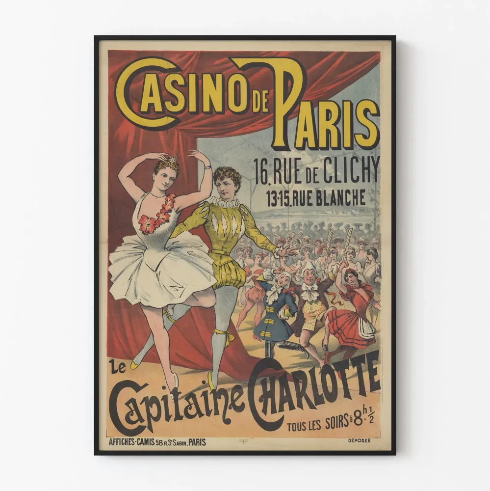 Casino de Paris juliste Le Capitaine Charlotte vintage seinäkoriste