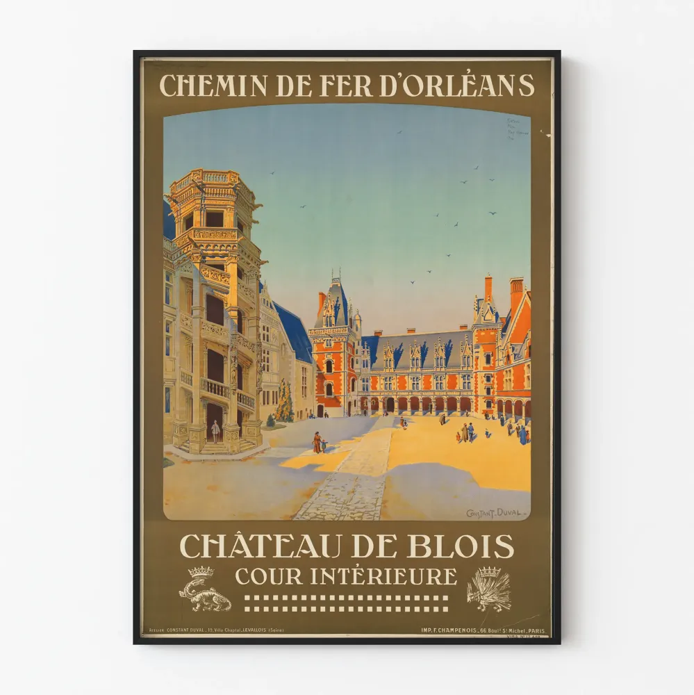 Château de Blois sisäpiha juliste - Vintage koristejuliste