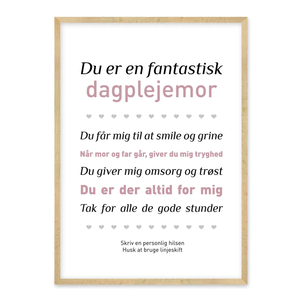 Dagplejemor plakat - afslutningsgave