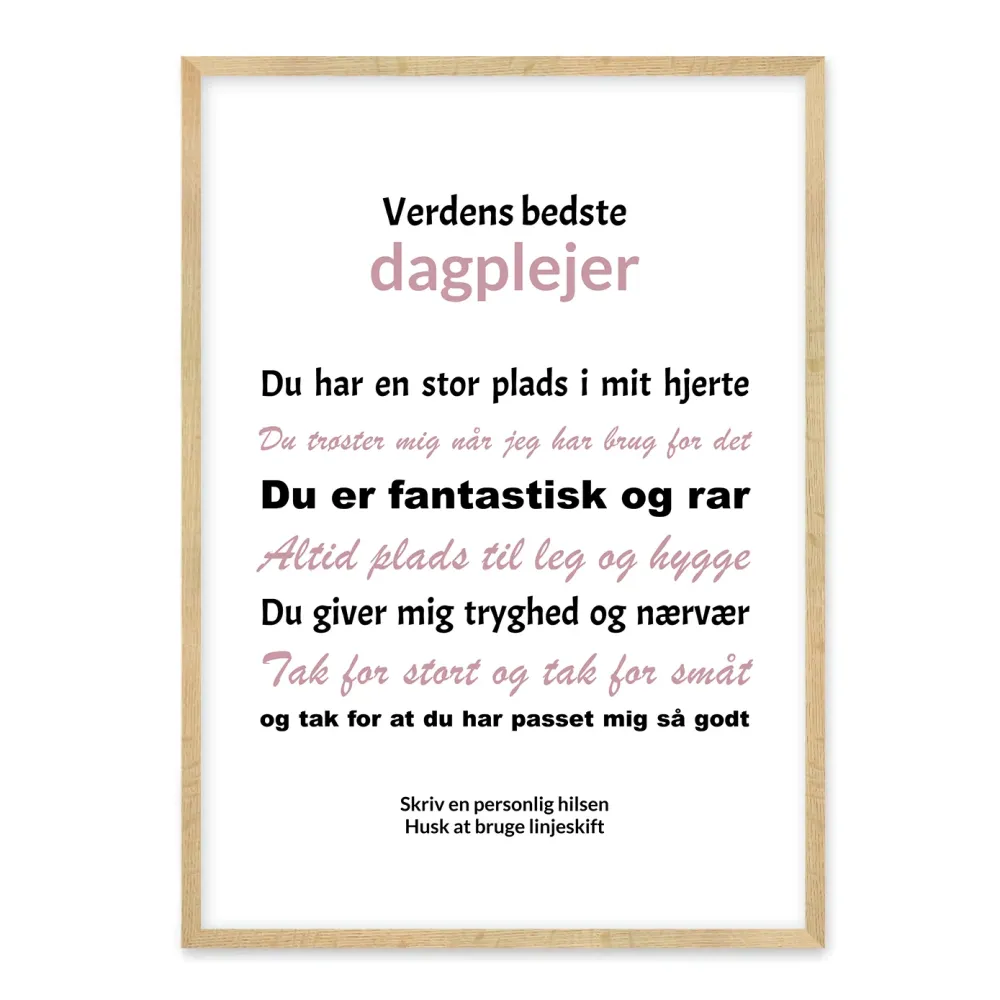 Dagplejer plakat - Afskedsgave