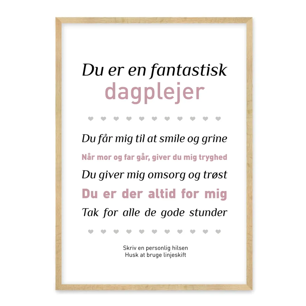 Dagplejer plakat - afslutningsgave
