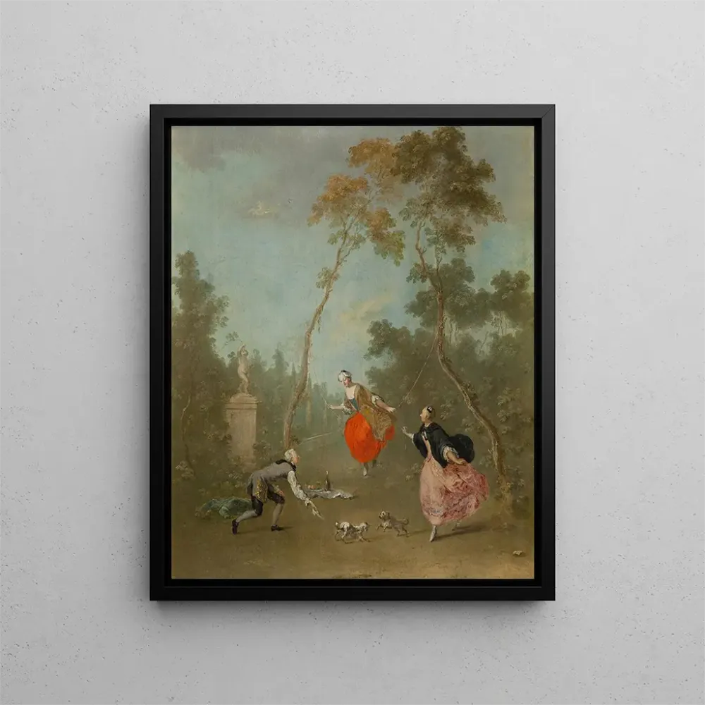 Dame sur une balançoire - romanttinen kohtaus puistossa I - Norbert Joseph Carl Grund | Taidetuloste