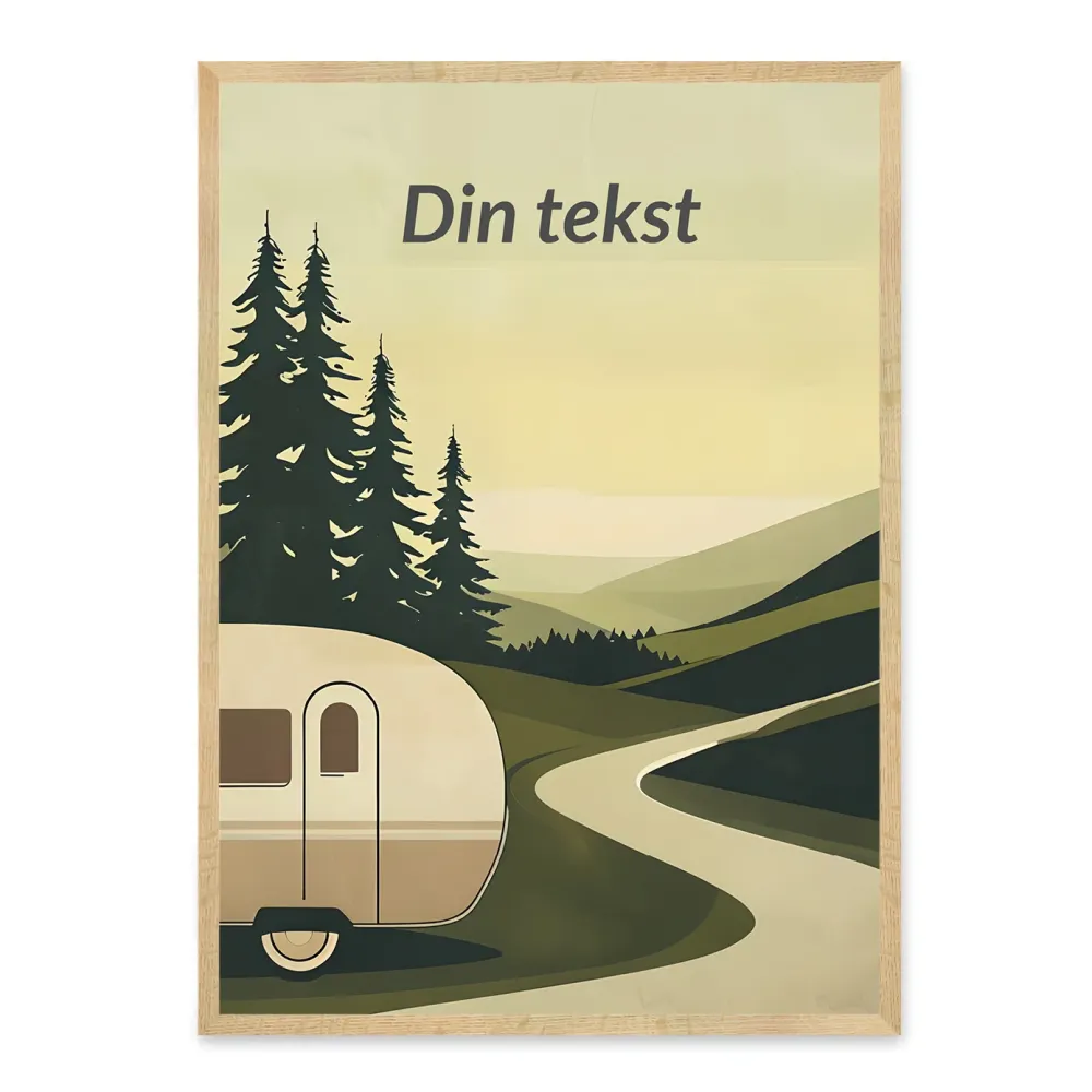 Danmark plakat - Campingvogn i skov