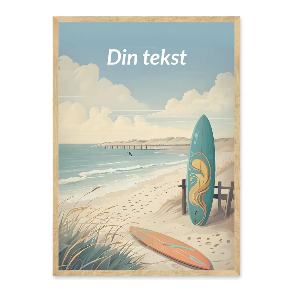 Danmark plakat - Surfbræts ved stranden