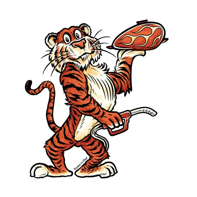 Down-N-Out Tiger säiliössäsi tarra