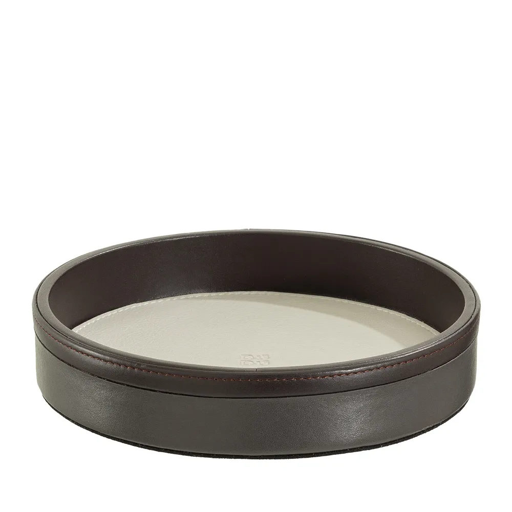 DUDU pyöreä sisäänkäyntitaskutarjotin nahkaa, pieni 16 cm monivärinen designalusta, kodin koriste-esine