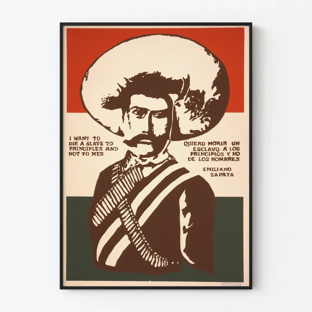 Emiliano Zapata -juliste lainauksella periaatteista ja ihmisistä