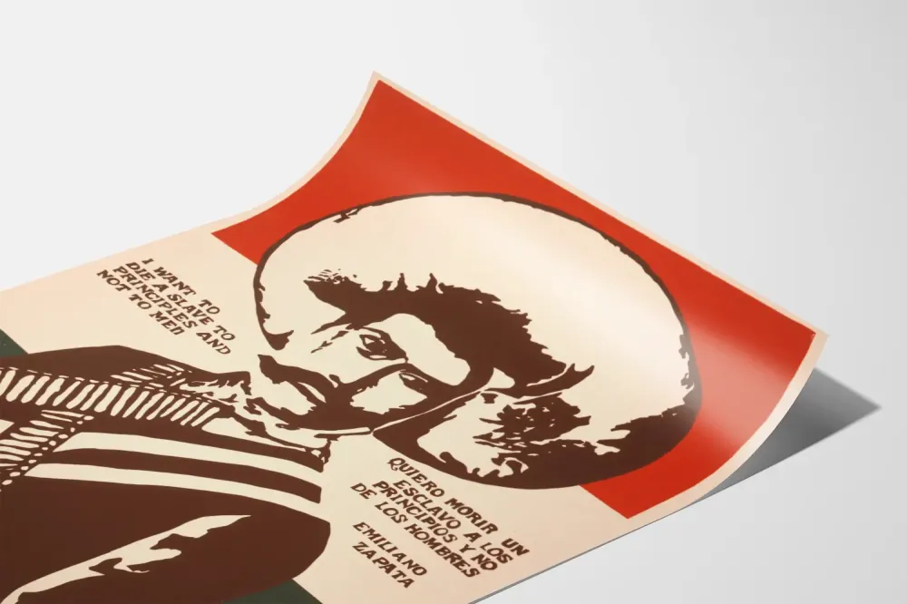 Emiliano Zapata -juliste lainauksella periaatteista ja ihmisistä