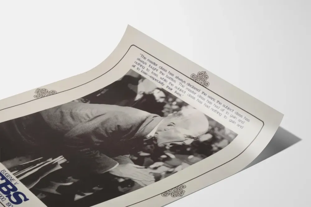 Eugene V. Debsin sosiaalidemokraattinen kampanjajuliste 1972